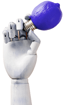 Mão de robô com lâmpada